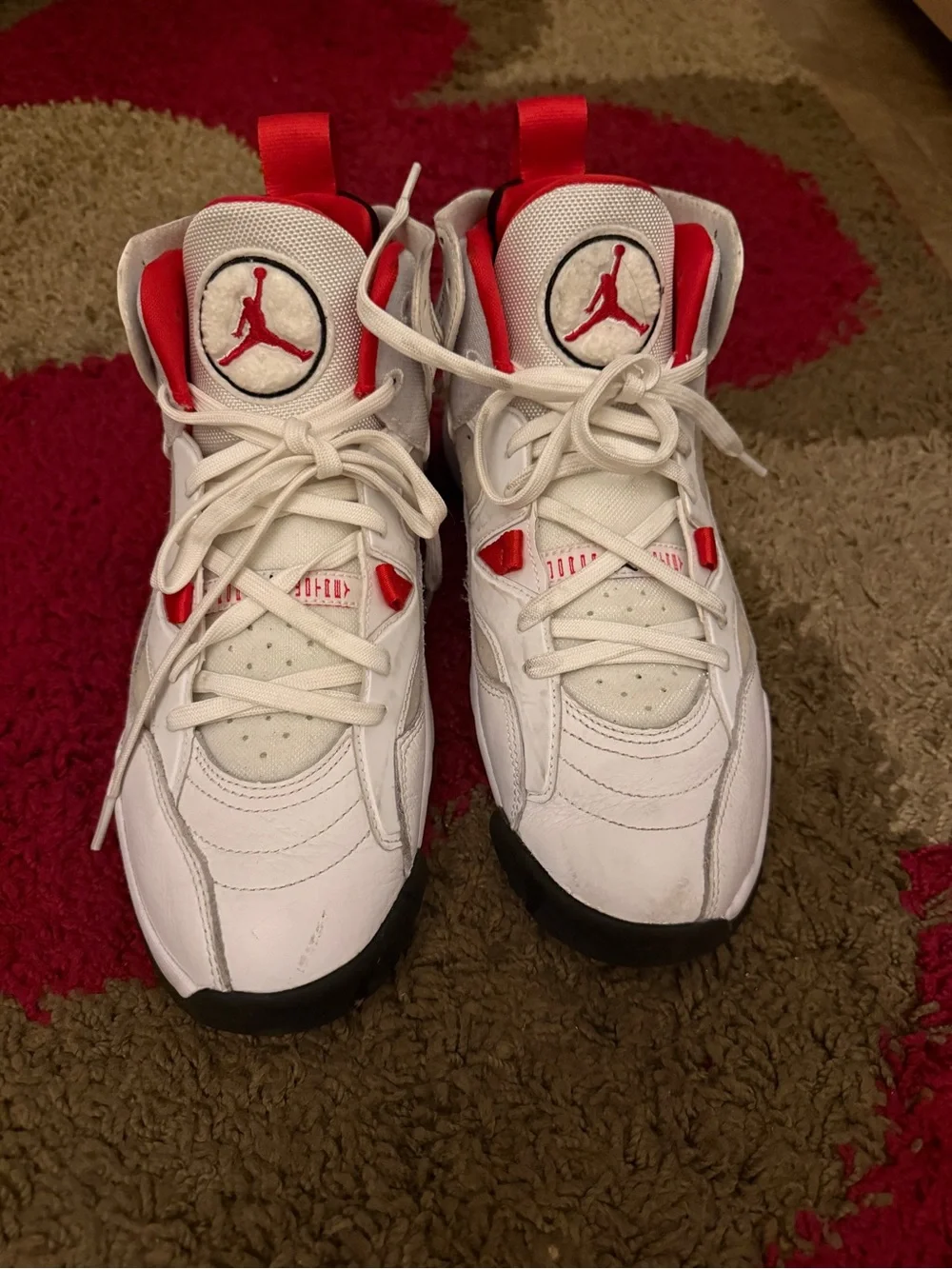 Jordan White and Red Men's High-Top Sneakers